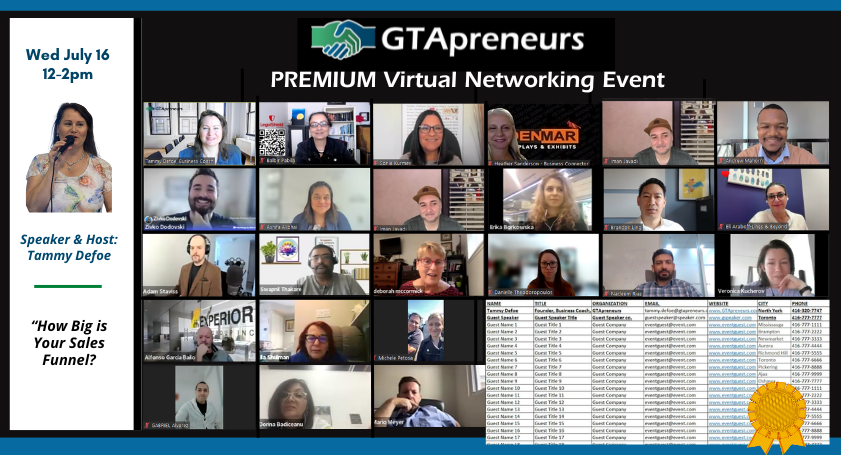 GTApreneurs July 16 Premium Virtual Business Networking Event Toronto GTApreneurs July 16 Premium Virtual Business Networking Event Toronto